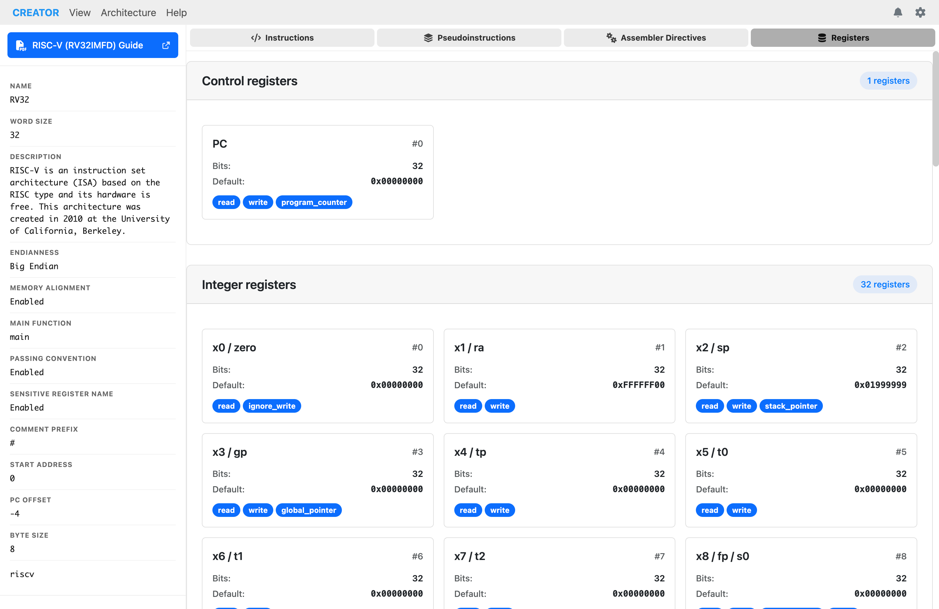 Architecture Registers