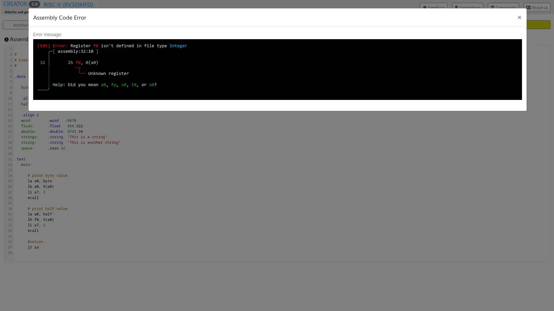 CREATOR - Assembly Programming Simulator