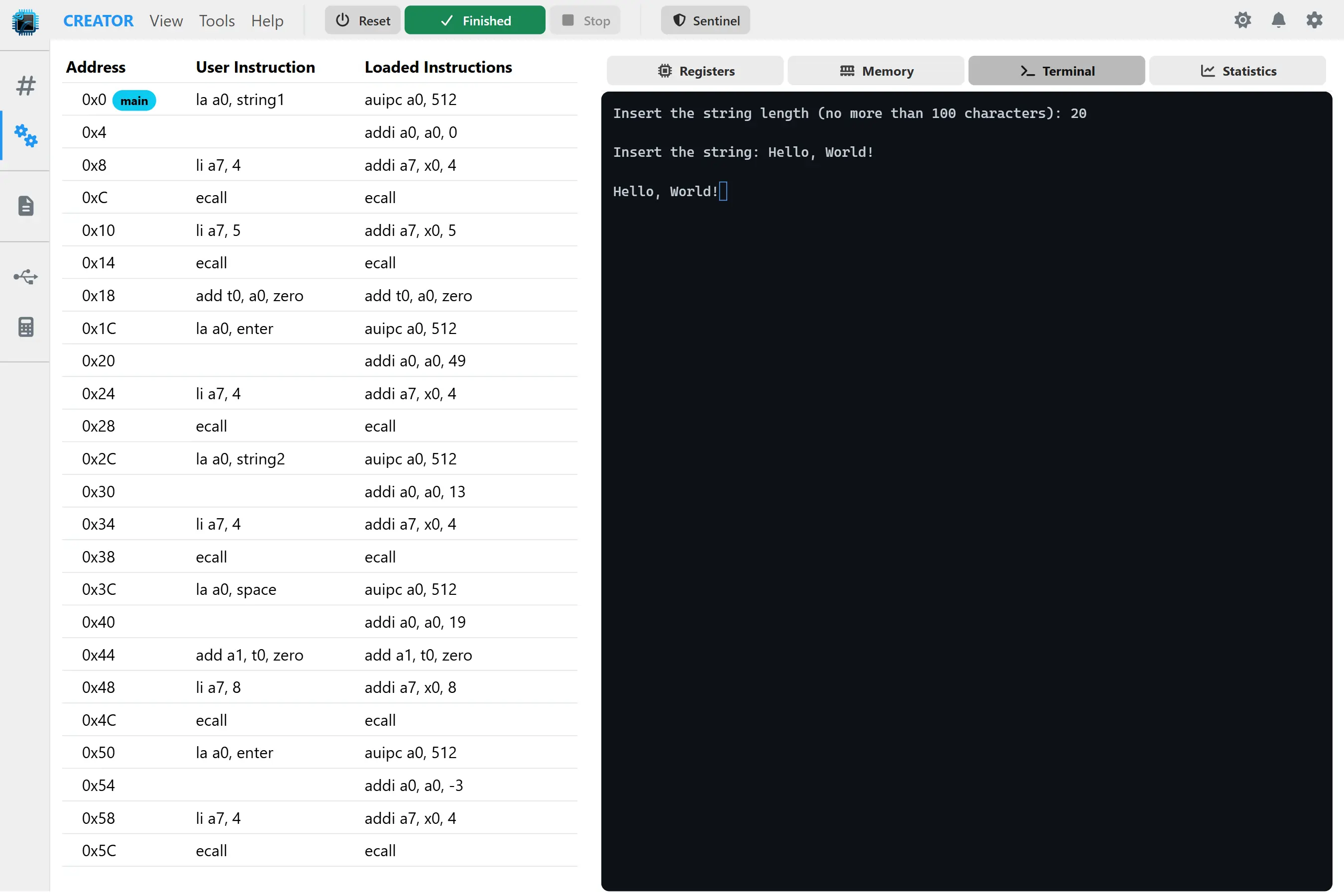 CREATOR - Assembly Programming Simulator